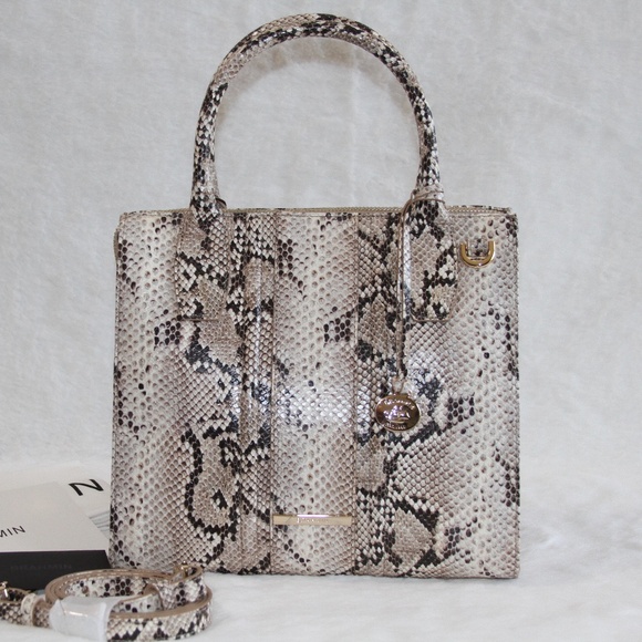 Brahmin Small Caroline Satchel Beige Sandcastle Leather Tote Bag Purse NWT - Picture 1 of 7